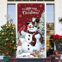 Niedlich Schneemann Schneebedeckt Weihnachten Baum Weihnachten Tür Abdeckung
