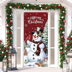 Niedlich Schneemann Schneebedeckt Weihnachten Baum Weihnachten Tür Abdeckung