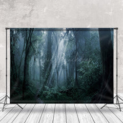 Dunkel Grün Wald Licht Strahl Fotografie Hintergrund