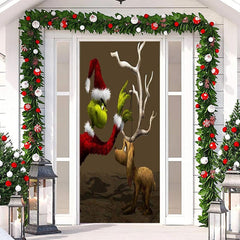 Tief Farbe Monster Hund Tür Abdeckung Für Weihnachten