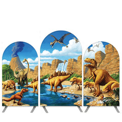 Dinosaurier Thema Blau Himmel Bogen Hintergrund Bausatz Banner