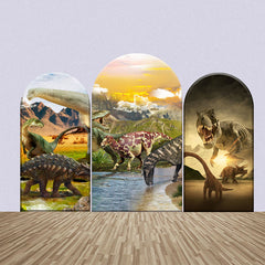 Dinosaurier Wild Berge See Bogen Hintergrund Bausatz