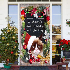 Nicht Tun Stechpalme Lustig Funkeln Katze Weihnachten Tür Abdeckung