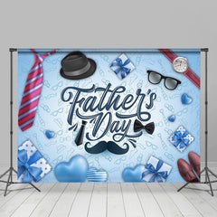 Verblasst Blau Geschenke Herz Binden Väter Tag Hintergrund