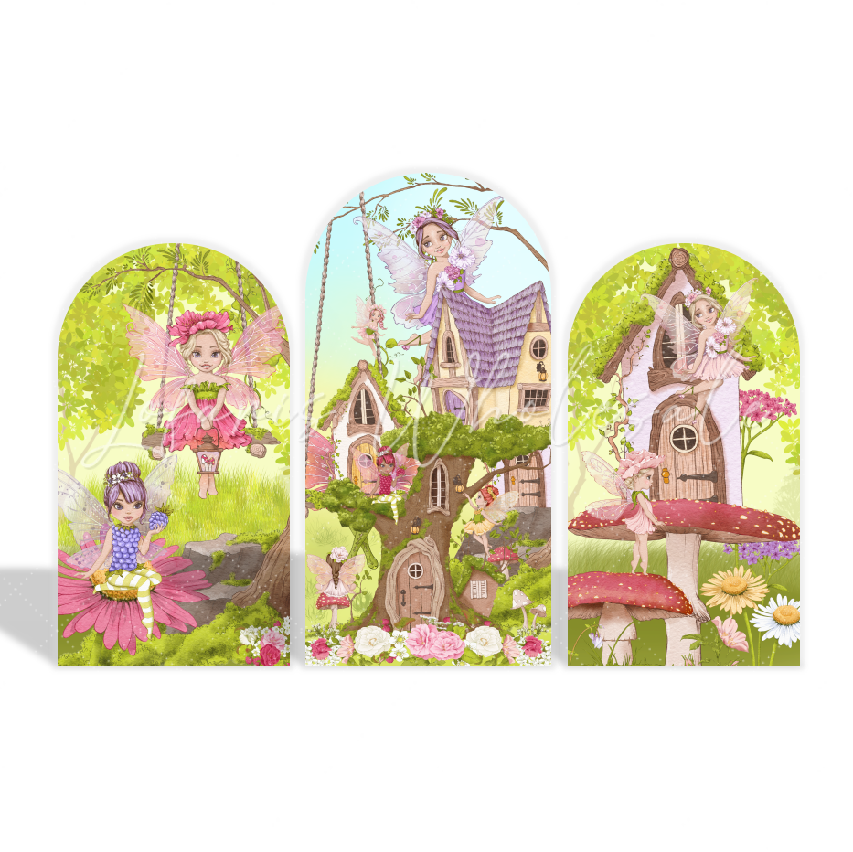 Fairy Fee Thema Party Chiara Bogenhintergrund Überzug Mädchen Geburtstag Blumen Wald Deko