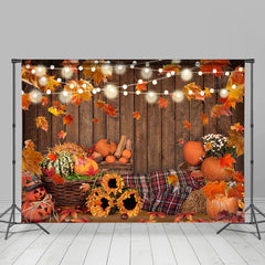 Gefallen Blätter Und Sonnenblumen Funkeln Halloween Hintergrund