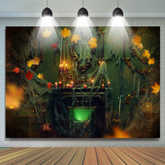 Fallen Ahorn Blatt Spinne Web Beängstigend Halloween Hintergrund