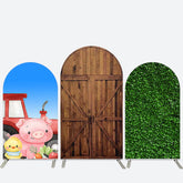 Bauernhof Tiere Gras Hölzern Baby Dusche Bogen Hintergrund Bausatz