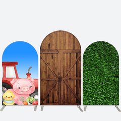 Bauernhof Tiere Gras Hölzern Baby Dusche Bogen Hintergrund Bausatz