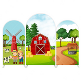 Farm Bauernhof Tiere Rot Scheune Bogenhintergrund Abdeckung Kuh Schwein Party Deko