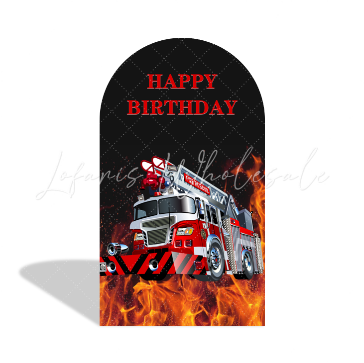 Fireman Firefighter Fire Truck Theme Bogenhintergrund Abdeckung Feuerwehrmann Auto Jungen Deko