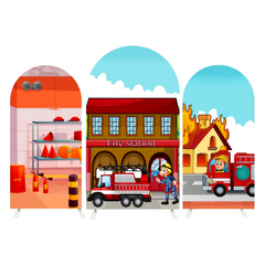 Fireman Firefighter Fire Truck Theme Bogenwand Abdeckung Feuerwehr Auto Held Jungen Party Deko