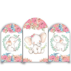 Blumen Elefant Baby Dusche Gewölbt Hintergrund Bausatz