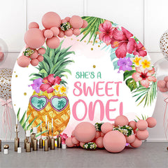 Blumen Blätter Ananas Runden 1 Geburtstag Hintergrund