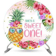 Blumen Blätter Ananas Runden 1 Geburtstag Hintergrund