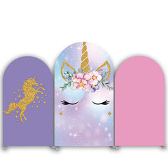 Blumen Einhorn Mit Pferd Funkeln Bogen Hintergrund Bausatz