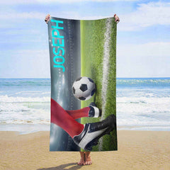 Fußball Arena Thema Junge Geschenk Brauch Strand Handtuch