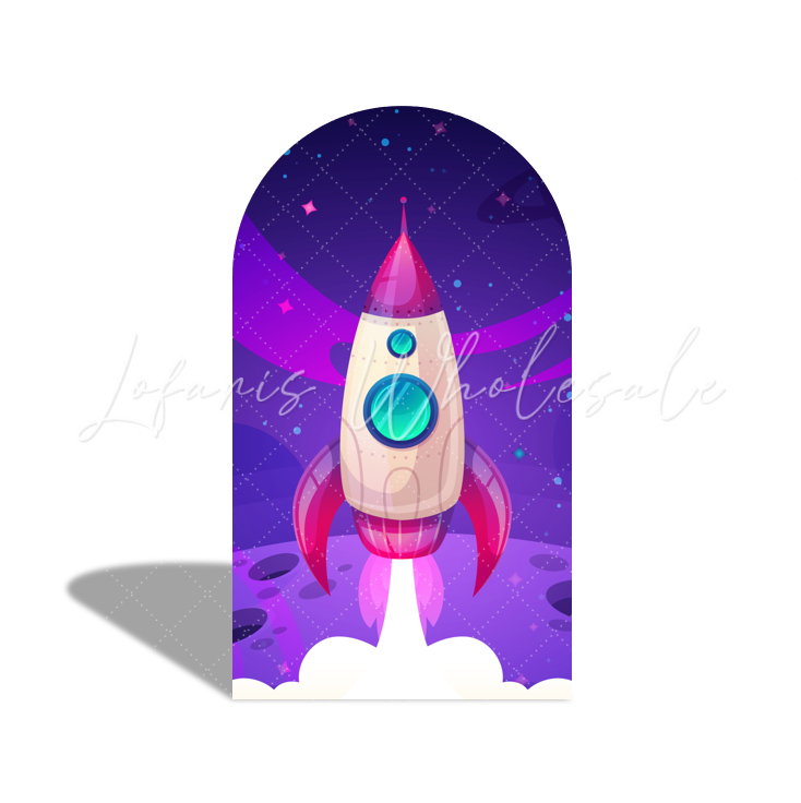 Galaxy Birthday Baby Shower Party Bogenwand Abdeckung Weltraum Sterne Lila Fotohintergrund