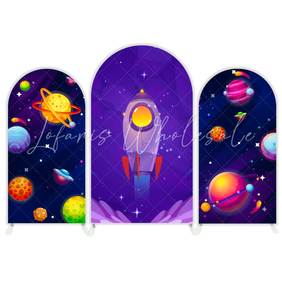 Galaxy Cartoon Birthday Baby Shower Party Bogenwand Abdeckung Astronaut Weltall Kinder Deko
