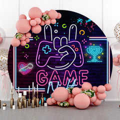 Spiel Nacht Gamepad Ziegel Wand Runden Geburtstag Hintergrund