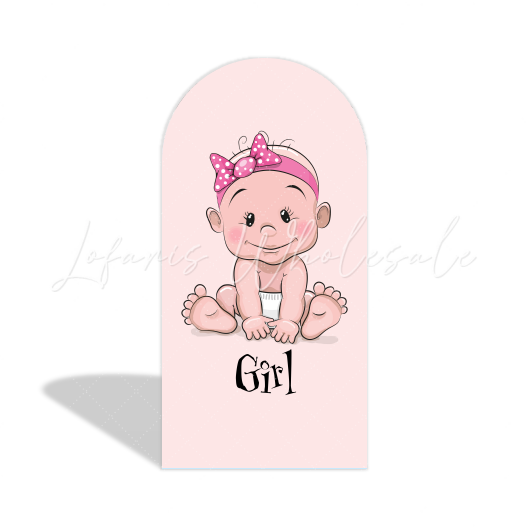 Gender Reveal Party Chiara Bogenhintergrund Abdeckung Fragezeichen Rosa Blau Babyparty