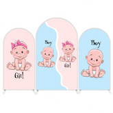 Gender Reveal Party Chiara Bogenhintergrund Abdeckung Fragezeichen Rosa Blau Babyparty