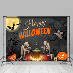 Geist Schädel Kürbis Wald Glücklich Halloween Party Hintergrund