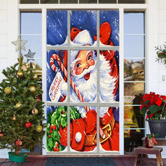 Glas Fenster Weihnachtsmann Klaus Fröhlich Weihnachten Tür Abdeckung
