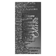 Funkeln Schwarz Silber Brauch Name Strand Schwimmbad Handtuch
