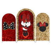 Glitter Minnie Maus Glitzer Rosa Happy Birthday Bogenhintergrund Abdeckung Gold Party Deko