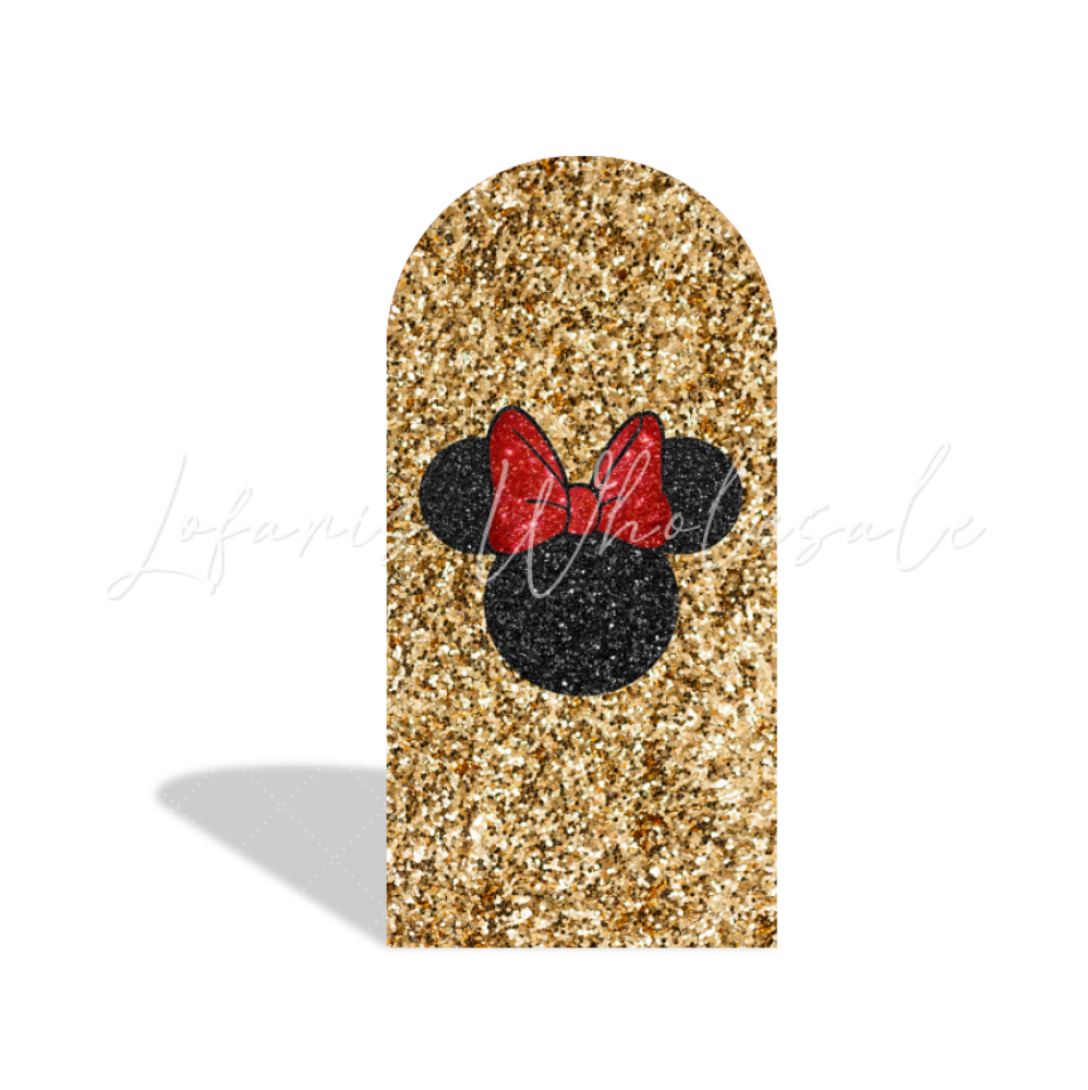 Glitter Minnie Maus Glitzer Rosa Happy Birthday Bogenhintergrund Abdeckung Gold Party Deko