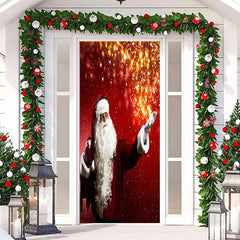 Funkeln Rot Gold Weihnachtsmann Klaus Weihnachten Tür Abdeckung