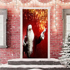 Funkeln Rot Gold Weihnachtsmann Klaus Weihnachten Tür Abdeckung