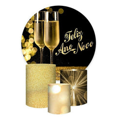 Gold Funkeln Bokeh Wein Glas Runden Geburtstag Hintergrund Bausatz