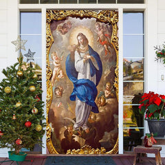 Gold Heilig Frau Niedlich Baby Fröhlich Weihnachten Tür Abdeckung