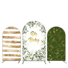 Gold Oh Baby Boho Blumen Geschlecht Aufdecken Bogen Hintergrund Bausatz
