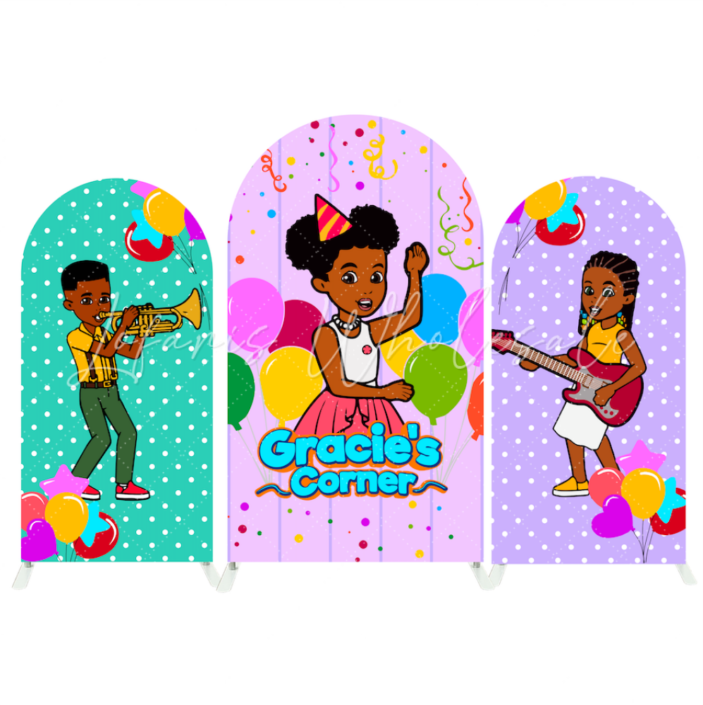 Gracie's Corner Birthday Party Bogenwand Abdeckung Musik Tanz Kinder Youtube Serie Party Deko