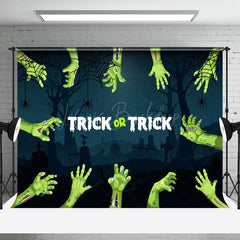 Grün Hand Trick Oder Behandeln Friedhof Halloween Hintergrund