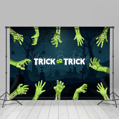 Grün Hand Trick Oder Behandeln Friedhof Halloween Hintergrund