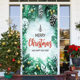 Grün Glücklich Neu Jahr Fröhlich Weihnachten Tür Abdeckung