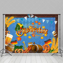 Grün Hut Weizen Aus Holz Oktoberfest Party Hintergrund
