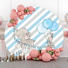 Grau Elefant Und Blau Luftballons Runden Geburtstag Hintergrund Bausatz
