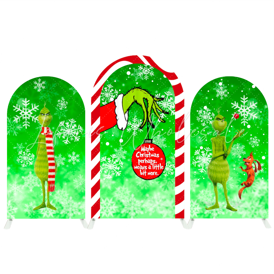 Grinch Cartoon Happy Birthday Party Bogenwand Abdeckung Weihnachten Grün Monster Party Deko