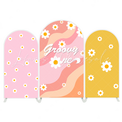 Groovy One Arch Birthday Party Bogenhintergrund Abdeckung Hippie Retro Blume 1