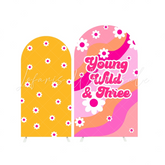 Groovy Three Birthday Party Chiara Bogenhintergrund Abdeckung Retro Blumen 3