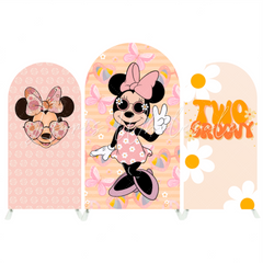 Groovy Two Minnie Happy Birthday Baby Shower Party Bogenwand Abdeckung Retro Hippie Maus Deko