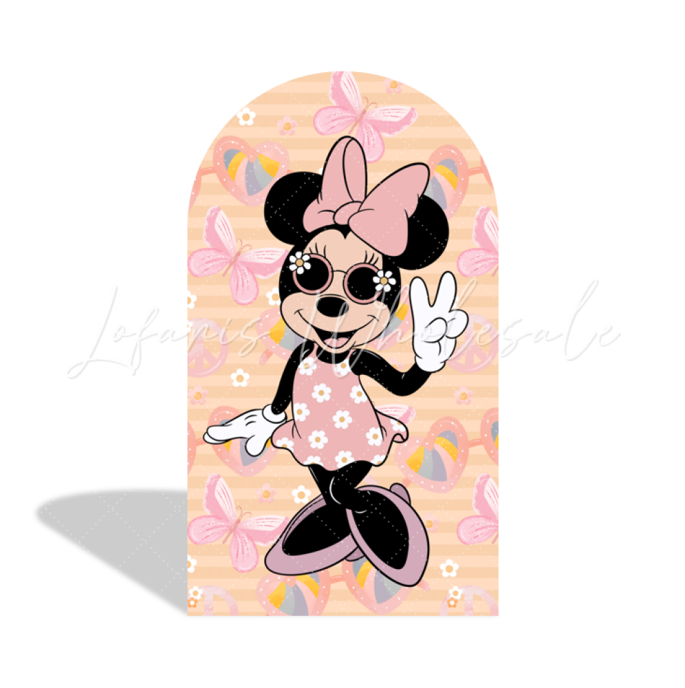 Groovy Two Minnie Happy Birthday Baby Shower Party Bogenwand Abdeckung Retro Hippie Maus Deko