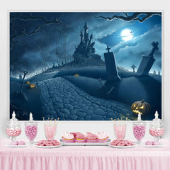 Halloween Horror Nacht Schloss Baum Kürbis Lampen Hintergrund