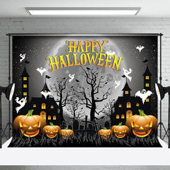 Halloween Horror Nacht In Karikatur Geister Stadt Hintergrund