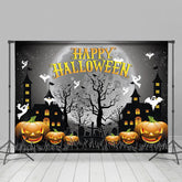 Halloween Horror Nacht In Karikatur Geister Stadt Hintergrund